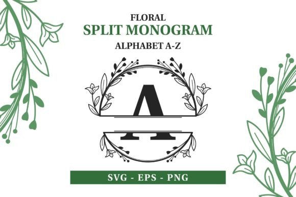 Alphabet a-Z Split Monogram SVG Bundle: Graphics & Decorative Elements