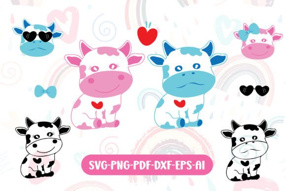 Baby Cow Love Svg Graphics and Print Templates