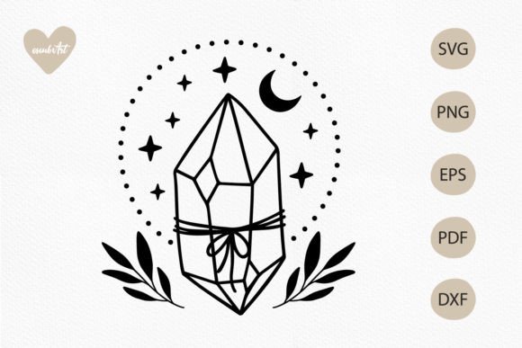 Boho Crystal SVG, Mystical SVG Cut File for Graphics and Crafts