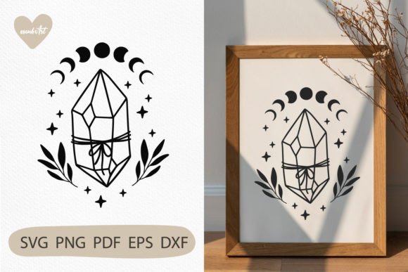 Celestial Graphics for Crafts: Crystal with Moon Phase SVG
