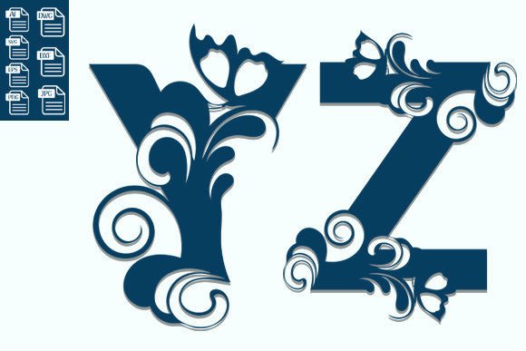 Floral Alphabet Laser Cut Svg Y Z Letter for Wall Decor and Branding