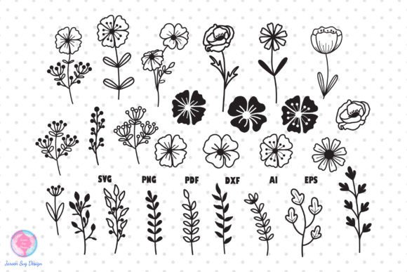 Flower Bundle Svg Wildflower Svg Graphics and Print Templates