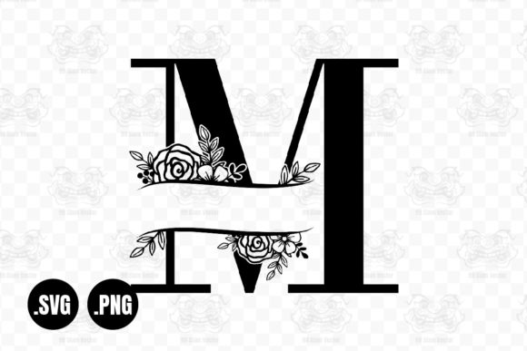 Flower Split Letter Capital M Monogram Graphics and Crafts Review