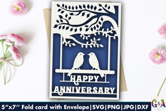 Happy Anniversary Card Svg Cut Graphics