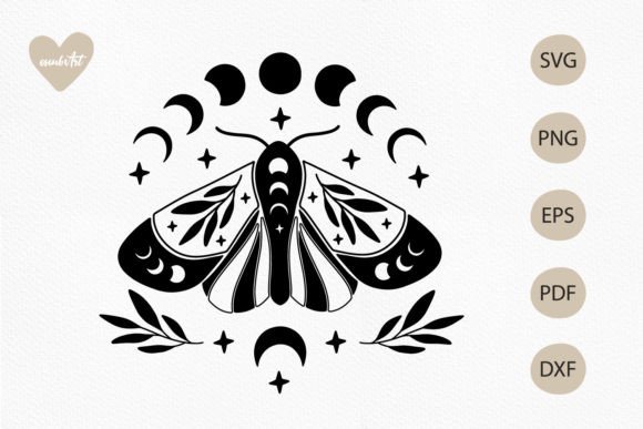 Moon Butterfly SVG, Mystical Moth SVG