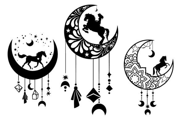 Moon Horse Svg Bundle Silhouette, 3d Svg