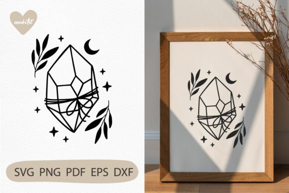 Mystical Boho Crystal SVG with Moon Graphics for Crafts