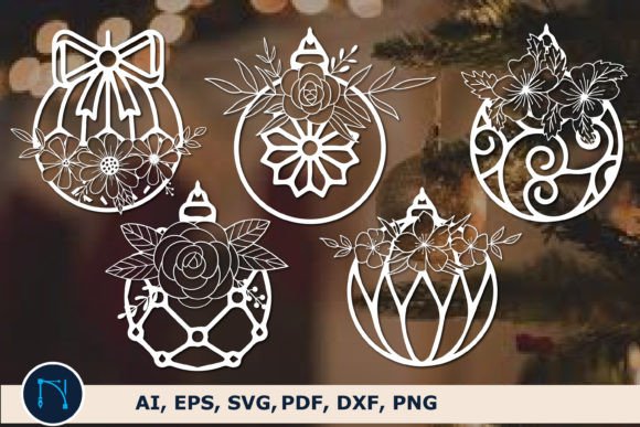Paper Floral Christmas Ball Svg Bundle for Laser Cutting and Winter Campaigns