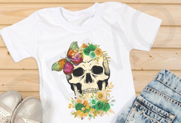 Skull Roses Flowers Butterfly Graphics and T-Shirt Designs Review