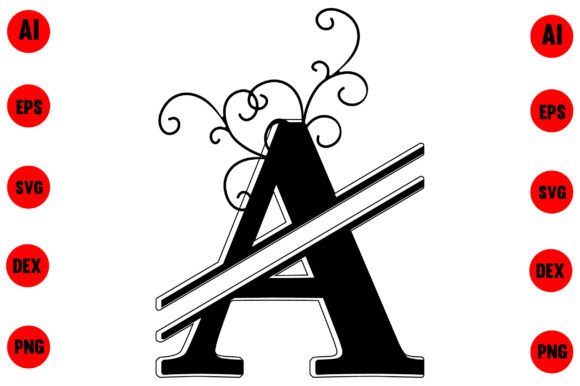 Split Monogram Svg Alphabet Letter a-Z for Crafts and Graphics