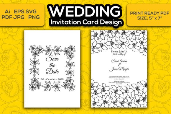 Svg Wedding Invitation Card Design for Graphics and Print Templates