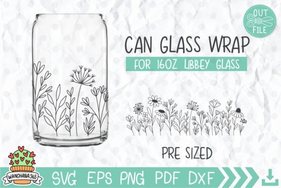 Wildflower Can Glass Wrap Graphics for Crafts