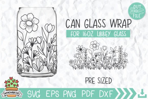 Wildflower Can Glass Wrap SVG Graphics for Crafts
