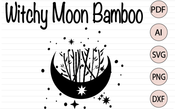 Witchy Crescent Bamboo Tree Stars SVG for Graphics and Crafts