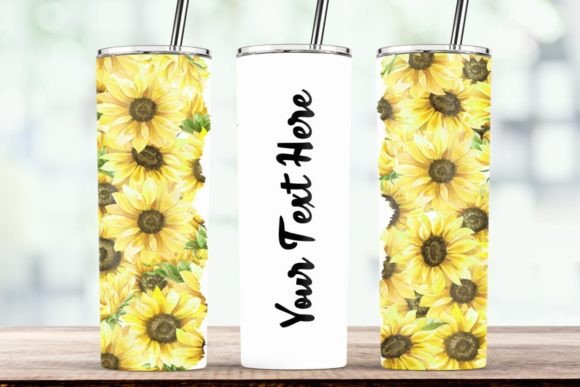 Yellow Flower Sunflower Tumbler Wrap PNG